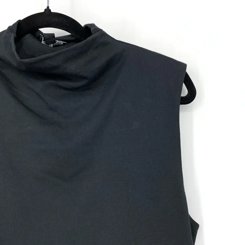 J.Crew Mock Neck Midi Dress Womens Size Large Black Sleeveless A-Line